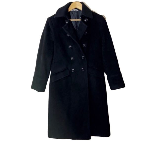 Marks & Spencer Jackets & Blazers - MARKS Spencer Black Wool Blend Long Pea Coat